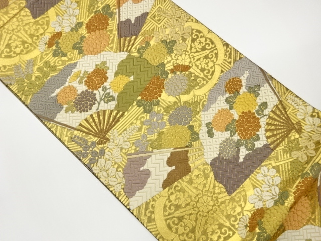 JAPANESE KIMONO / FUKURO OBI / WOVEN FOLDING FAN & CREST 